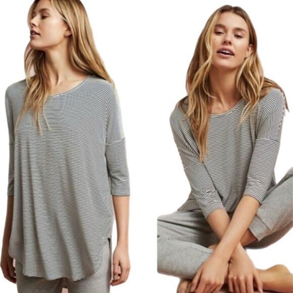 Anthropologie Floreat Striped Black and White Women's M High Low Tunic Top. - Picture 1 of 14